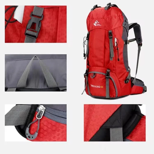 Туристичний, похідний рюкзак FREE KNIGHT 60L Red - зображення 3