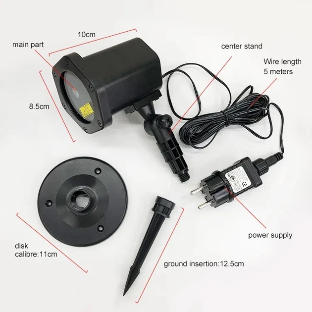 Рождественский лазерный проектор уличный GTM-RD-8006 RGB влагозащищенный с пультом Черный - изображение 2