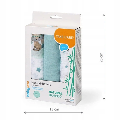 Підгузки BABYONO BAMBOO з бамбукового волокна 70x70 см 3 шт. 397/12 - Фото 8 Підгузки BABYONO BAMBOO з бамбукового волокна 70x70 см 3 шт. 397/12 - зображення 8