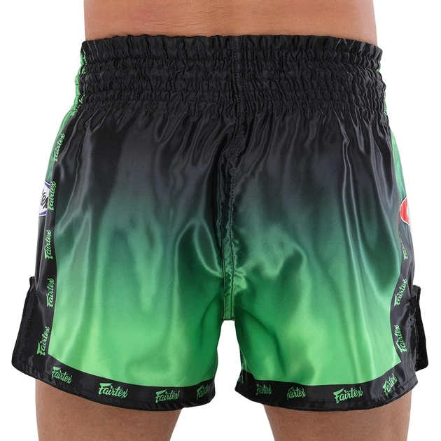 Шорты для тайского бокса и кикбоксинга Fairtex 9474 размер XL (48-50) Green-Black - изображение 3