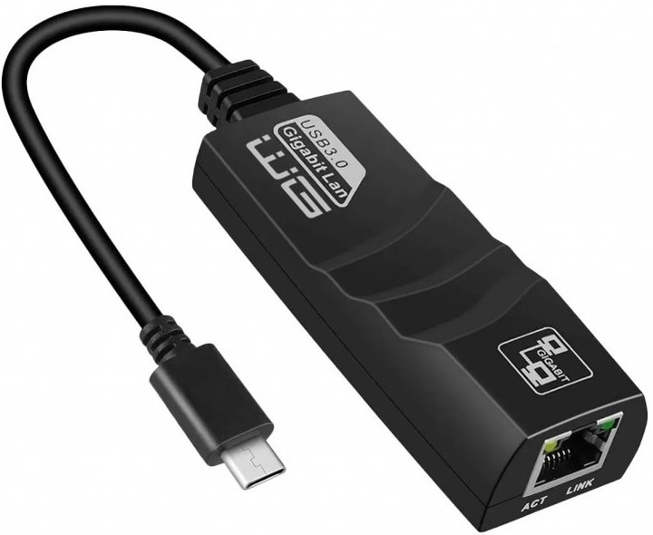 Adapter Winner Group USB-C na RJ-45 Gigabit Ethernet Black (8591194110382) - obraz 1