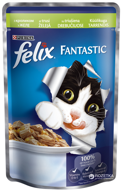 Влажный корм для кошек Purina Felix Fantastic с кроликом в желе 100 г ...