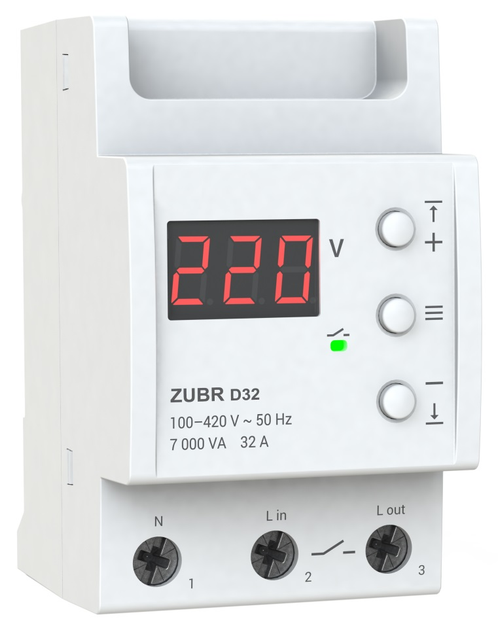 Реле напруги ZUBR D32 (32 А, 7 000 ВА) (4820120220418) - зображення 1