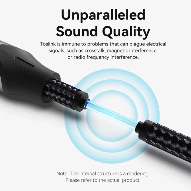 Кабель аудіо Vention mini Toslink — Toslink оптичний цифровий аудіокабель 1 м Black (BKCBF) - зображення 6