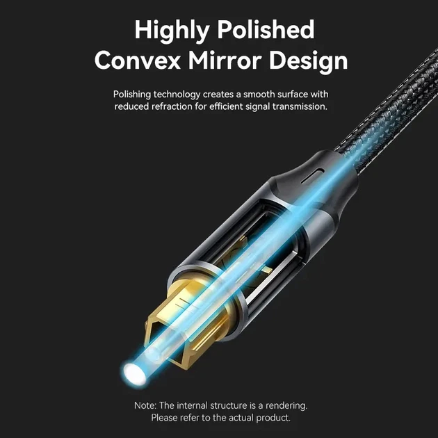 Кабель аудіо Vention mini Toslink — Toslink оптичний цифровий аудіокабель 1 м Black (BKCBF) - зображення 7