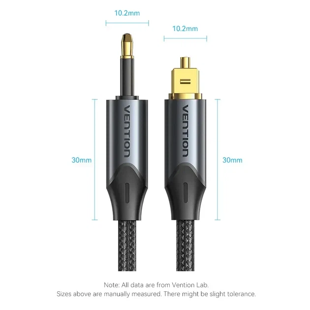 Кабель аудіо Vention mini Toslink — Toslink оптичний цифровий аудіокабель 1 м Black (BKCBF) - зображення 9
