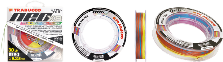 Шнур Trabucco DYNA-TEX NEO X8 MULTICOLOUR 300m 0.405/75lb - Фото 2 Шнур Trabucco DYNA-TEX NEO X8 MULTICOLOUR 300m 0.405/75lb - зображення 2