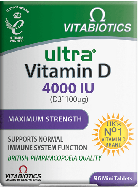 Suplement diety Vitabiotics Ultra Vitamin D3 4000 IU 96 tabletek (5021265247950) - obraz 1