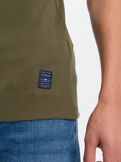 Koszulka męska bawełniana długa Cross Jeans 15495-002 2XL Khaki (8697319229899) - obraz 5