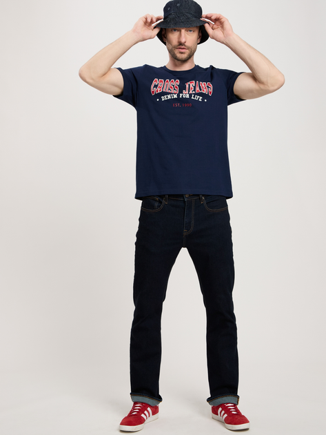 Футболка бавовняна довга чоловіча Cross Jeans 16016-001 S Темно-синя (8697319659689) - зображення 3