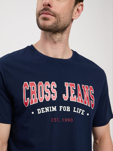 Koszulka męska bawełniana długa Cross Jeans 16016-001 XL Granatowa (8697319659719) - obraz 5