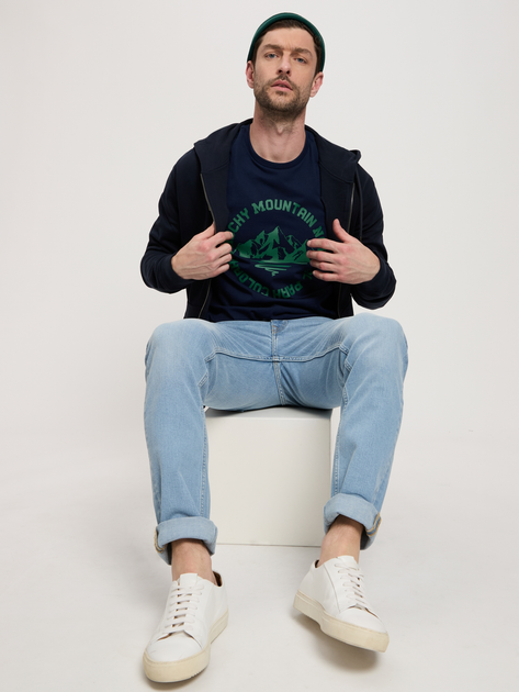 Koszulka męska bawełniana długa Cross Jeans 16017-001 XL Granatowa (8697319659818) - obraz 3