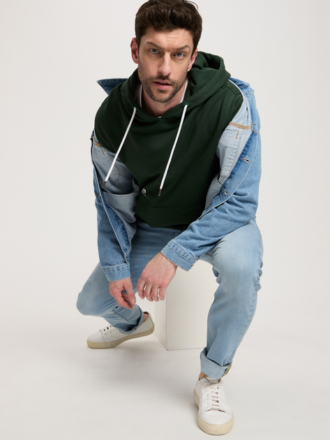 Худі чоловіче Cross Jeans 25450-530 M Зелене (8697319663969) - зображення 4