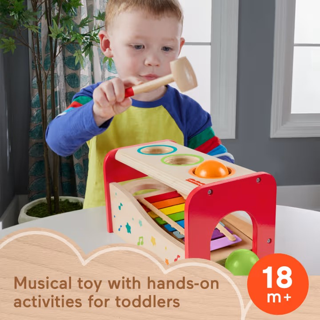Drewniana zabawka Fisher-Price cymbałki z przebijakiem (0194735238439) - obraz 5