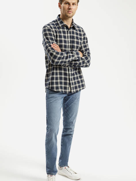 Koszula męska bawełniana w kratę Cross Jeans 35574-001 3XL Granatowa (8697319661507) - obraz 3
