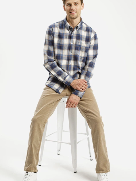 Koszula męska bawełniana w kratę Cross Jeans 35568-500 2XL Niebieska (8697319661248) - obraz 3