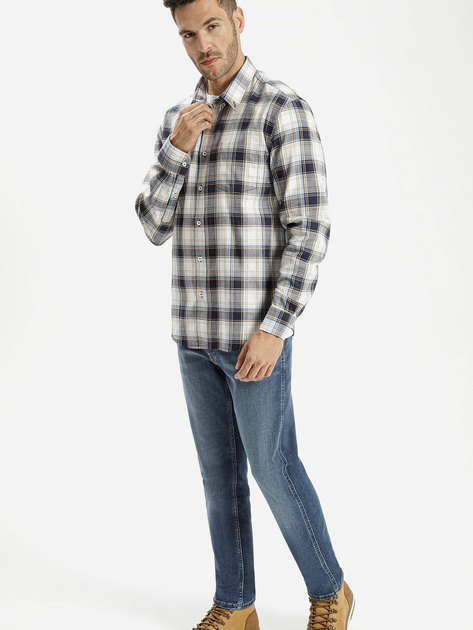 Koszula męska bawełniana w kratę Cross Jeans 35575-014 L Niebieska (8697319661521) - obraz 3