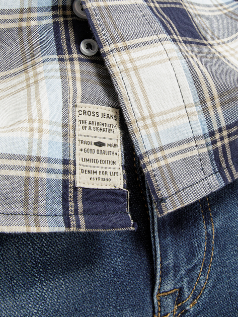 Koszula męska bawełniana w kratę Cross Jeans 35575-014 XL Niebieska (8697319661538) - obraz 4