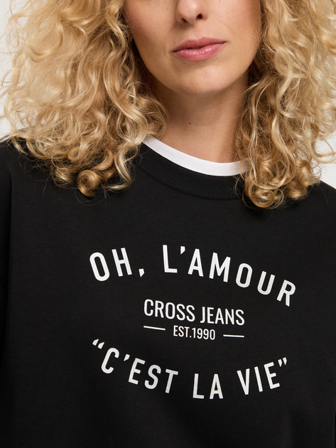 Світшот жіночий Cross Jeans 65426-020 XS Чорний (8697319674569) - зображення 5