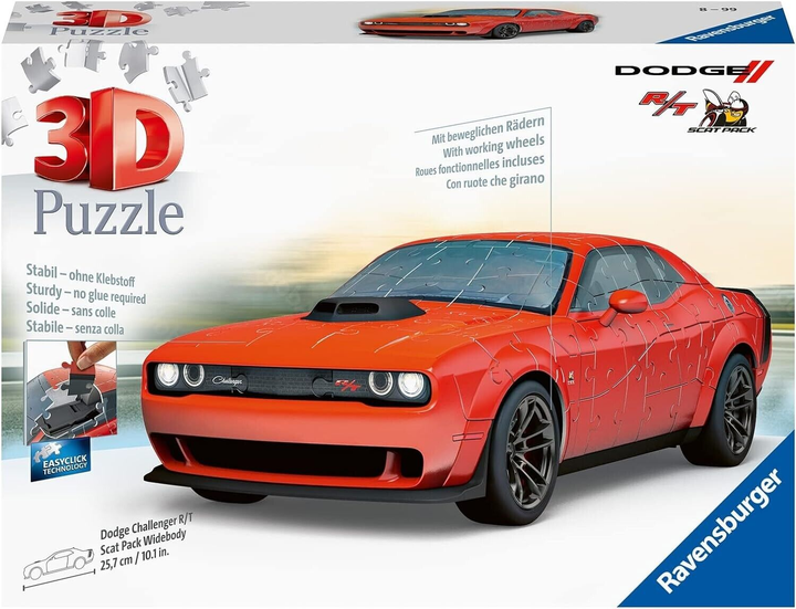 Пазл 3D Ravensburger Dodge Challenger R/T Scat Pack Widebod 25.9 x 11.3 x 7.6 см 165 деталей (4005556112845) - зображення 1