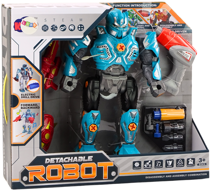 Robot do skręcania Lean Toys ze światłem i dźwiękiem 36.5 cm Turkusowy (5905991018742) - obraz 1