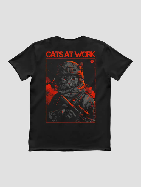 Футболка мужская "Cats at Work" черная XS - изображение 2