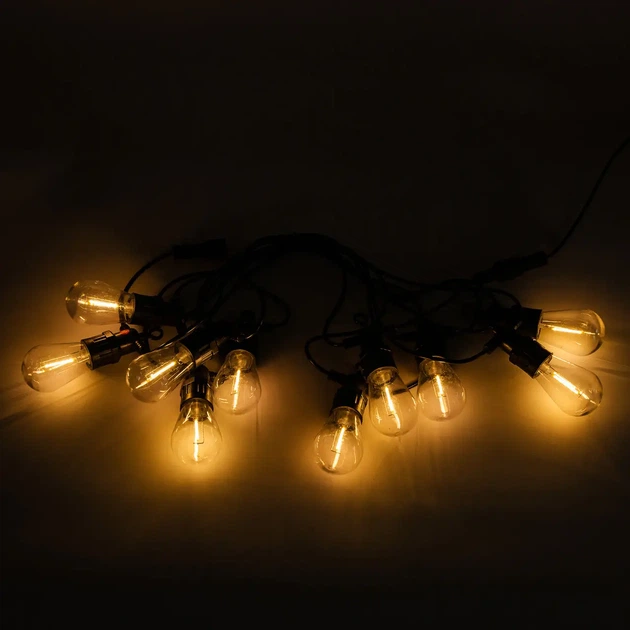 Гирлянда уличная светодиодная GarlandoPro S14Y в стиле ретро на 10 LED 5 м теплый белый (132-107-S14Y) - Фото 5 Гирлянда уличная светодиодная GarlandoPro S14Y в стиле ретро на 10 LED 5 м теплый белый (132-107-S14Y) - изображение 5