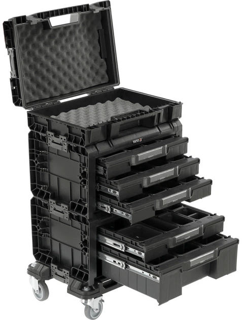 Skrzynie na narzędzia YATO na platformie z kółkami S12 4 szt. 507x326x745 mm do modułu P05T2T341G2 (YT-09191) - obraz 2