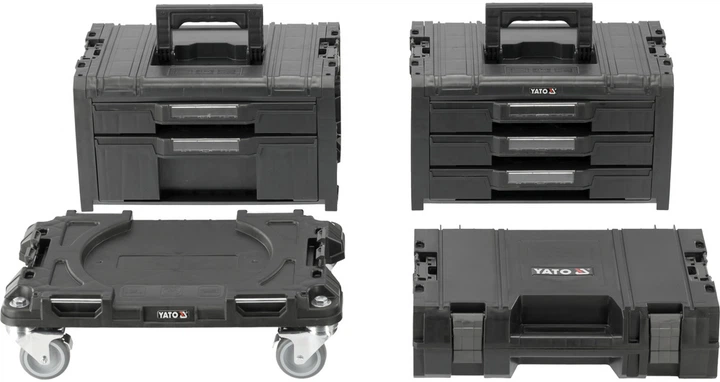 Skrzynie na narzędzia YATO na platformie z kółkami S12 4 szt. 507x326x745 mm do modułu P05T2T341G2 (YT-09191) - obraz 3