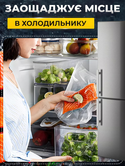 Вакуумні пакети плівка для вакууматора 25 х 500 см JoyPro рулон прозорі універсальні харчові для зберігання продуктів їжі м’яса овочів для вакуумного пакування сумісні з усіма вакууматорами пакети під вакуум вакуумна упаковка багатошарові - зображення 9