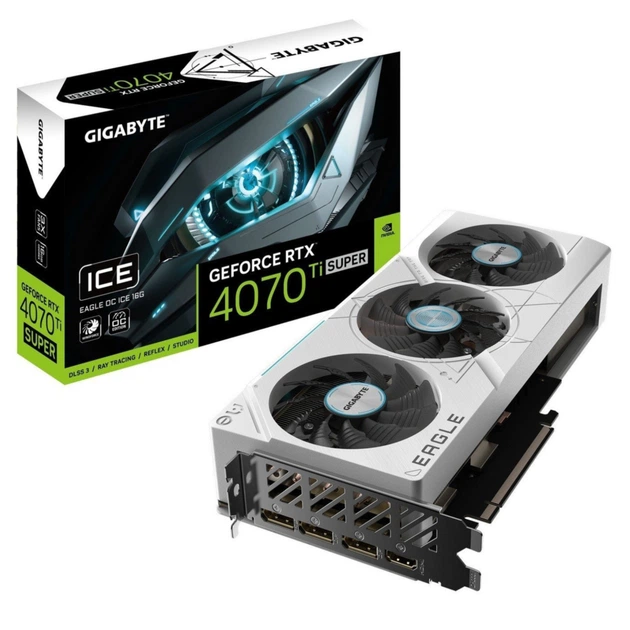 Видеокарта GF RTX 4070 Ti Super 16GB GDDR6X Eagle OC Ice Gigabyte (GV-N407TSEAGLEOC ICE-16GD) - Фото 1 Видеокарта GF RTX 4070 Ti Super 16GB GDDR6X Eagle OC Ice Gigabyte (GV-N407TSEAGLEOC ICE-16GD) - изображение 1