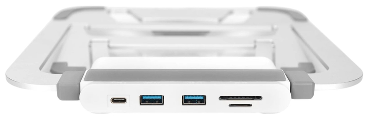 Stacja dokująca stojak Digitus do laptopa regulowana USB Type-C 8 portów Aluminium Silver (DA-90408) - obraz 3