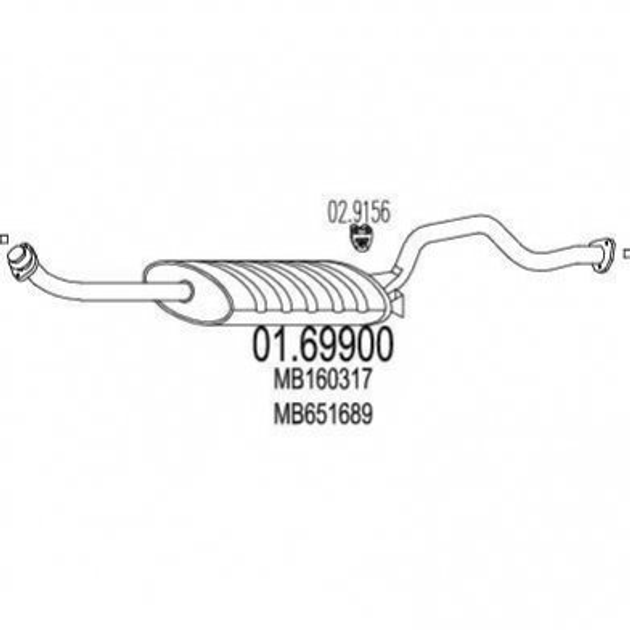 Глушник MTS 0169900 Mitsubishi Pajero MB160317, MB651689, MB651691 - зображення 1