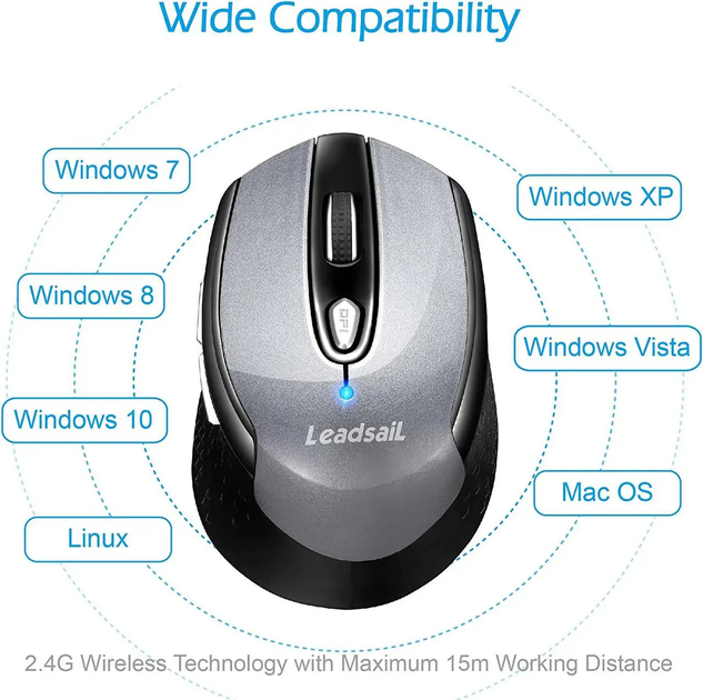 Беспроводная компьютерная мышь LeadsaiL 2.4G Черный - изображение 4