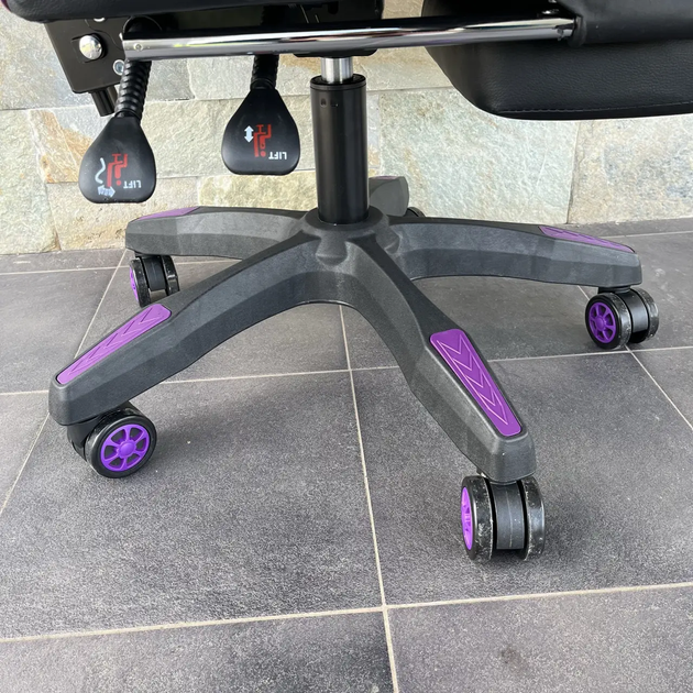 Комп'ютерне крісло з екошкіри PRESTIGE Rob-11 Чорно-фіолетове геймерське - зображення 7