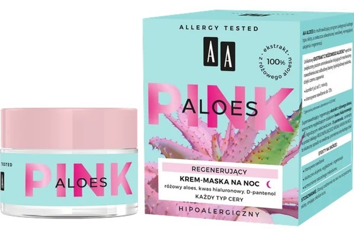 Крем-маска для обличчя AA Cosmetics Aloes Pink відновлюючий нічний 50 мл (5900116083780) - зображення 2