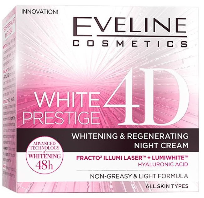 Krem do twarzy Eveline White Prestige 4D Wybielający na noc 50 ml (5907609345721) - obraz 2