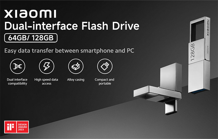 Pendrive Xiaomi Dual-interface 128GB USB-A + USB-C 3.2 Gen 1 Gray (BHR8816GL) - obraz 5