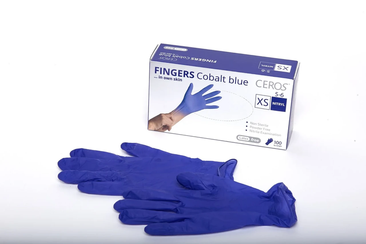 Нитриловые перчатки CEROS Fingers® Cobalt Blue XS 100 шт - изображение 1