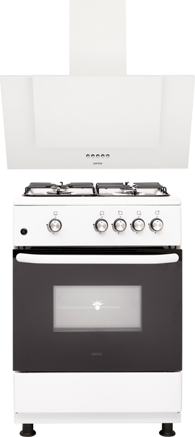 Плита газовая ELEYUS CUBA 6001 EF WH + Вытяжка Jantar VRT 650 LED 60 WH (комплект) - изображение 1