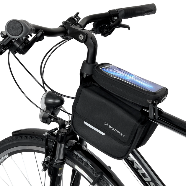 Велосумка Wozinsky WBB26BK на раму з чохлом для телефону 1.5 л Black (5907769301452) - зображення 3