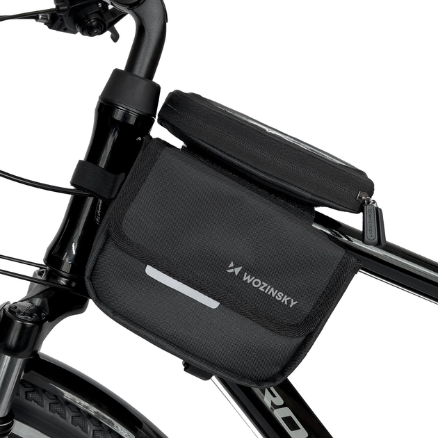 Велосумка Wozinsky WBB26BK на раму з чохлом для телефону 1.5 л Black (5907769301452) - зображення 4