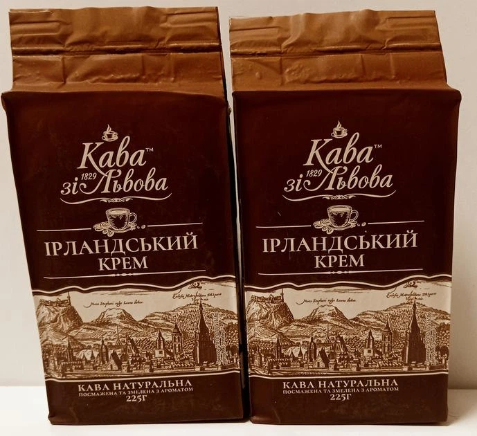 Упаковка натурального ароматизированного молотого кофе Ирландский крем Кава зі Львова 2шт по 225г - Фото 2 Упаковка натурального ароматизированного молотого кофе Ирландский крем Кава зі Львова 2шт по 225г - зображення 2