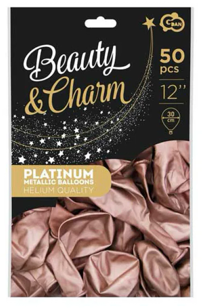 Повітряні кульки Godan Beauty & Charm Платина 30 см 50 шт Рожеве золото (5902973132885) - зображення 2