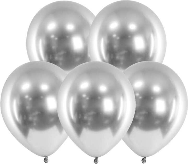 Повітряні кульки PartyDeco Glossy 30 см 50 шт Сріблясті (5900779109926) - зображення 2