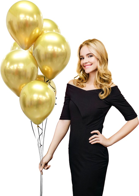 Balony Godan Beauty & Charm Chromowane 30 cm 50 szt Złote (5902973126990) - obraz 3