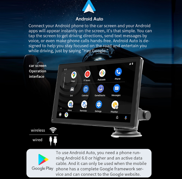 Портативный автомобильный MP5-плеер с поддержкой CarPlay/Android Auto 9 дюймов - изображение 6