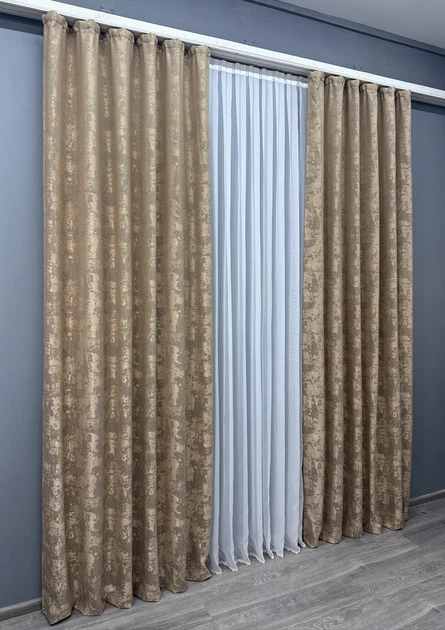 Комплект готовых штор VR-Textil Жаккард Sultan № 873ш Карамельный 150х285 см 2 шт (31-757) - изображение 4