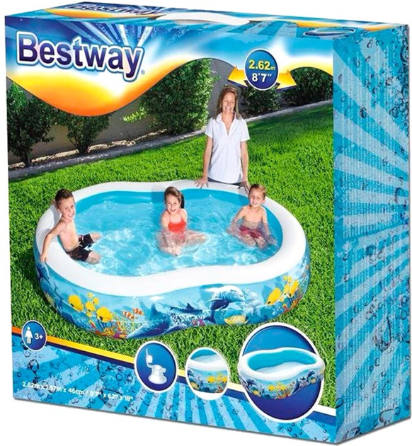 Nadmuchiwany basen dla dzieci Bestway Podwodny świat 262 x 157 x 46 cm (6942138913224) - obraz 1