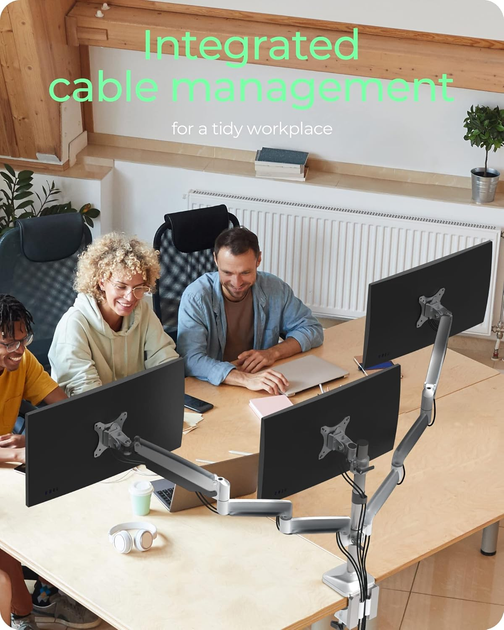Uchwyt biurkowy dla trzech monitorów Icy Box 32" Black (IB-MS505-TI) - obraz 3